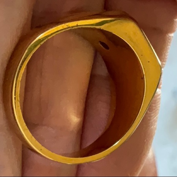 Avon 18K Hard Gold Electroplated Tigers Eye Sparkly Stone Signet Ring Vintage - Picture 10 of 16